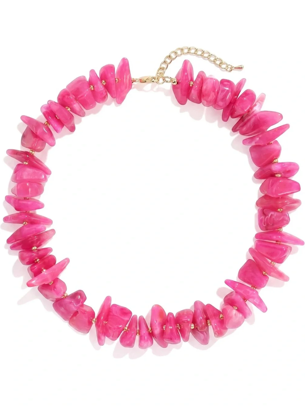 Summer Hot Pink Chip Statement Choker Necklace